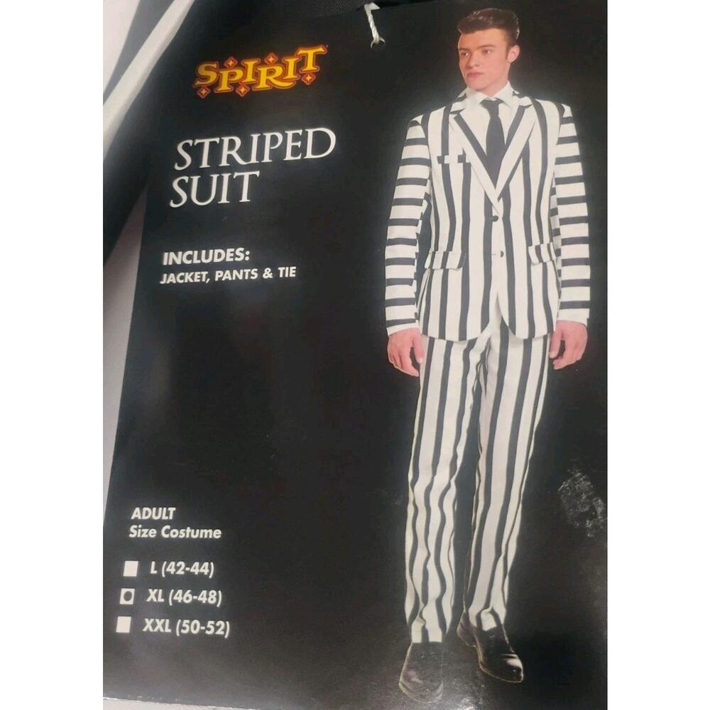 Nwt Spirit Halloween JailBird Prisoner Adult L/XL Play Costume Jailhouse Rock